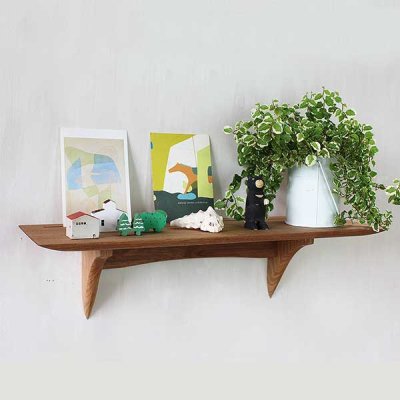 画像5:  インテリア 壁棚　おしゃれ　幅55ｃｍ 1枚板仕様【タナプラス180クルミ】
