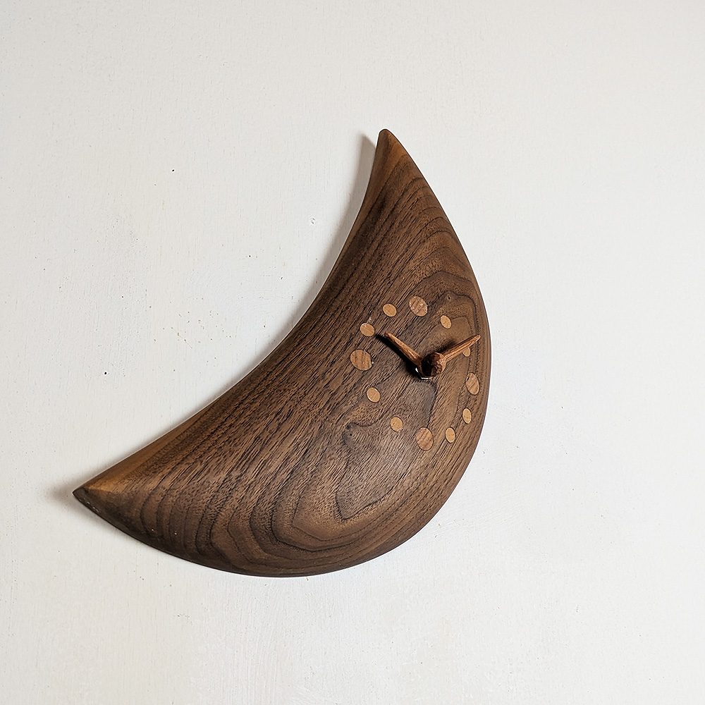 木製三日月時計 インテリア雑貨