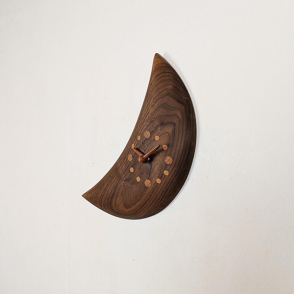 木製三日月時計 インテリア雑貨