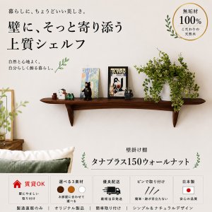 画像: インテリア 壁棚 おしゃれ 幅70cm 1枚板仕様【タナプラス150ウォールナット】