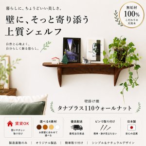 画像: インテリア 壁棚　おしゃれ　幅56ｃｍ 1枚板仕様【タナプラス110ウォールナット】